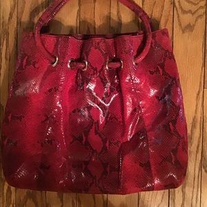 Draw String Purse with Snake Skin Print